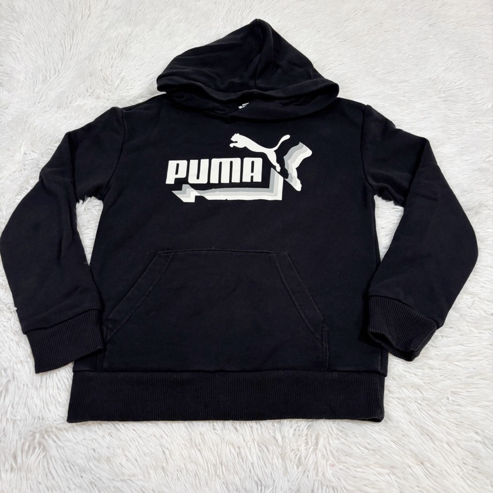 Puma Black long sleeve pullover Hoodie with White Logo